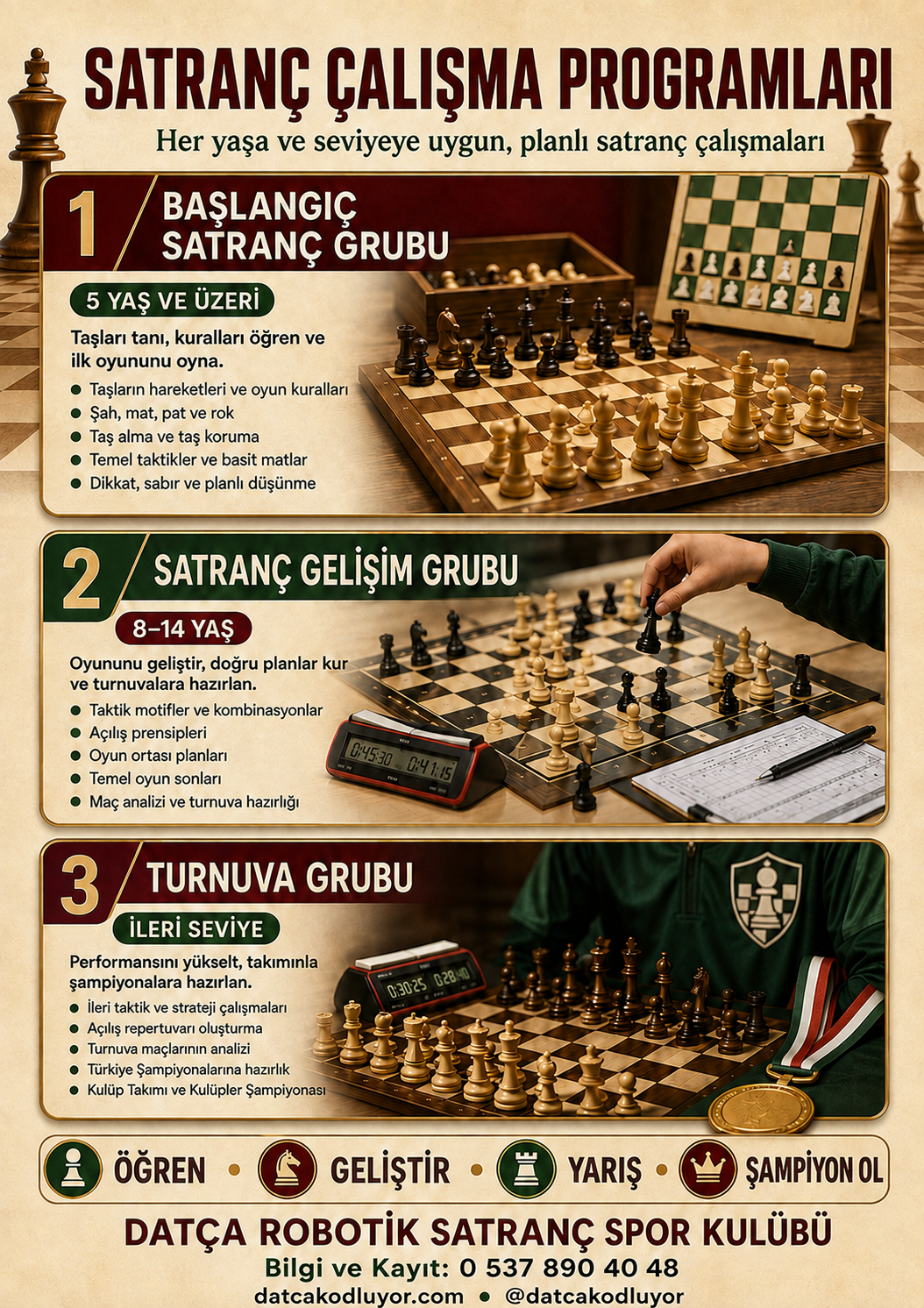 Satranç çalışma programları özet afişi